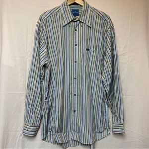 Faconnable Men's Striped Multicolor Button Down Shirt Size Large